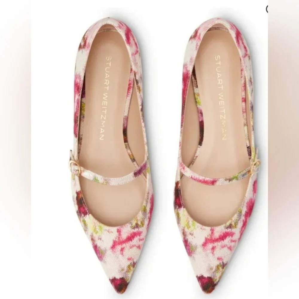 Stewart Weitzman Floral Print Ballet Barbie Flats Women's Size 7B NWT Bridal
